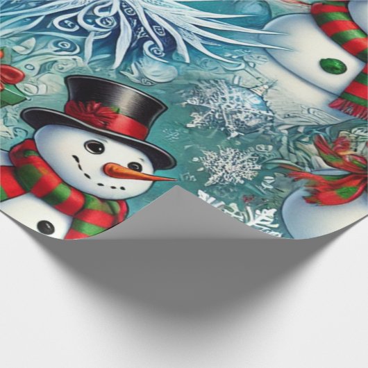 Jack Frost en Sneeuwman Kerstthema Cadeaupapier (Hoek)