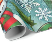 Jack Frost en Sneeuwman Kerstthema Cadeaupapier (Rol Hoek)