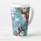 Jack Frost en Sneeuwman Kerstthema Latte Mok (Rechterhoek)