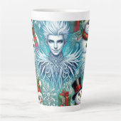 Jack Frost en Sneeuwman Kerstthema Latte Mok (Voorkant)
