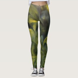 Jack Frost in Blue Grey and Yellow Abstract Art Leggings