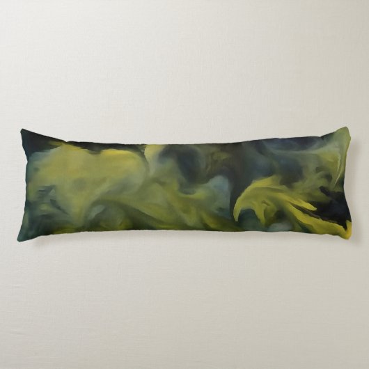 Jack Frost in Blue Grey and Yellow Abstract Art Lichaamskussen (Voorkant)