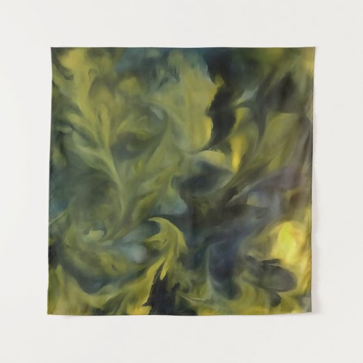 Jack Frost in Blue Grey and Yellow Abstract Art Wandkleed (Voorkant (horizontaal))