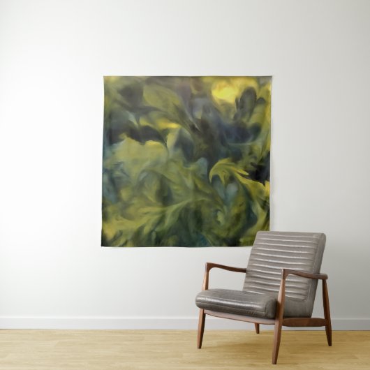 Jack Frost in Blue Grey and Yellow Abstract Art Wandkleed (In situ)