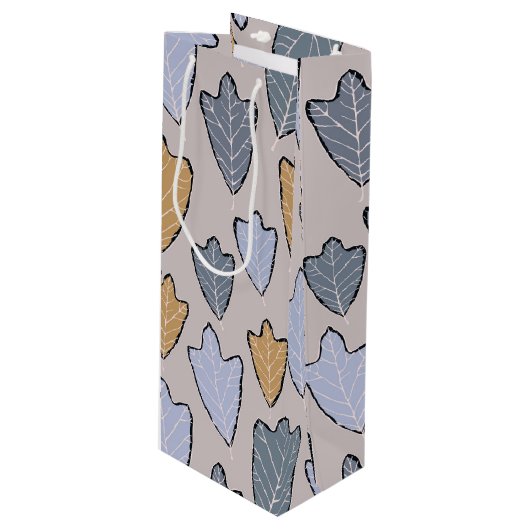 Jack Frost Leaves Pattern Wine Gift Bag Wijn Cadeautas (Voorkant Gekanteld)