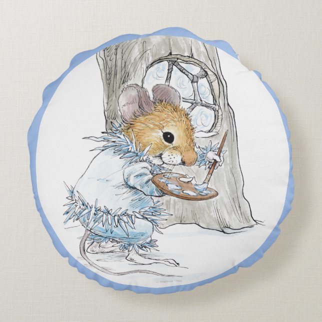 Jack Frost Winter Mouse - ronde kussens (Achterkant)
