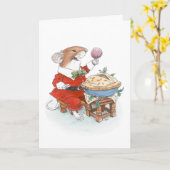 Jack Horner Muis Kerstkaart Kaart (Gele Bloem)