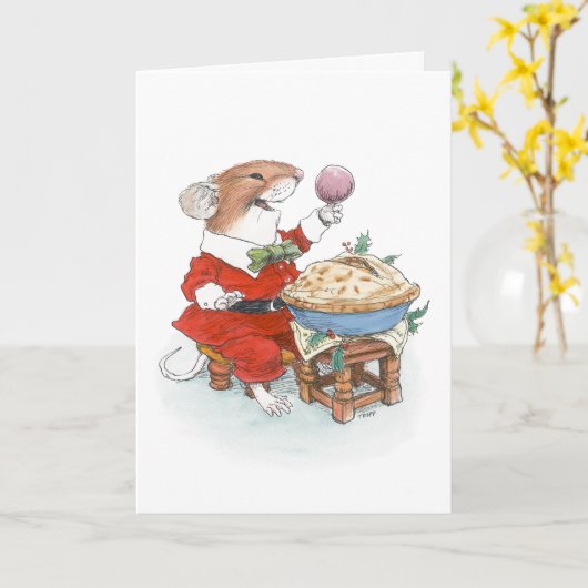 Jack Horner Muis Kerstkaart Kaart (Gele Bloem)