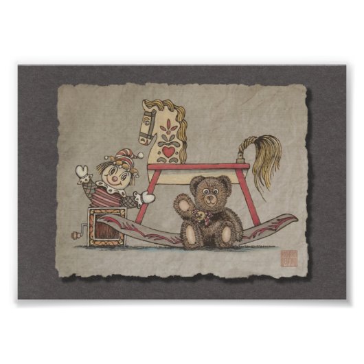 Jack in de doos, Paard en Beer Foto Afdruk (Voorkant)