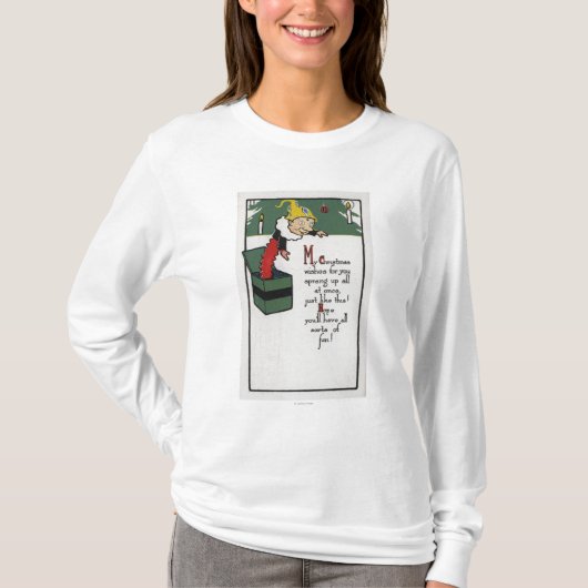 Jack-in-the-Box die kerstwensen verzendt T-shirt (Voorkant)