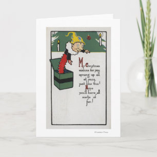 Jack-in-the-Box Sending Christmas Wishes Feestdagen Kaart