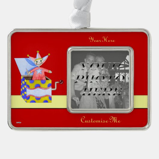 Jack-in-the-Box - Traditioneel speelgoed (primaire Verzilverd Omlijst Ornament (Voorkant)