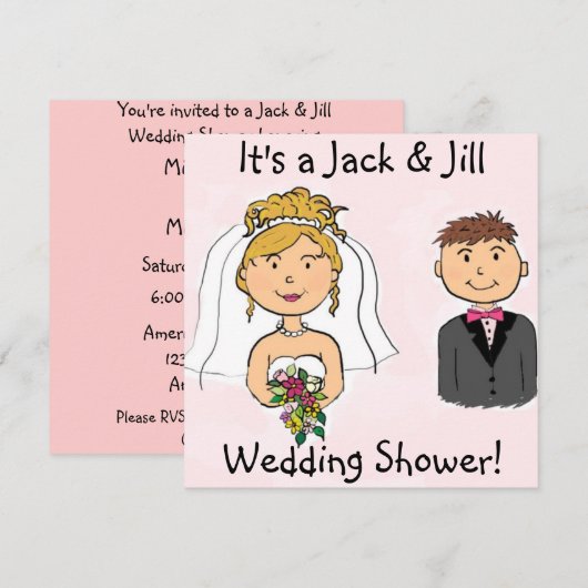 Jack & Jill Bride Groom Wedding Shower-uitnodiging Kaart (Voorkant / Achterkant)