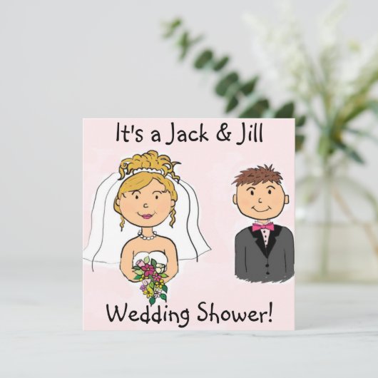 Jack & Jill Bride Groom Wedding Shower-uitnodiging Kaart (Staand voorkant)