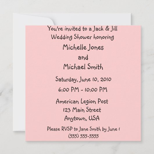 Jack & Jill Bride Groom Wedding Shower-uitnodiging Kaart (Achterkant)