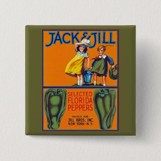 Jack & Jill Florida Peppers Vierkante Button 5,1 Cm (Voorkant)