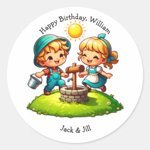 Jack & Jill Kwekerij Rhyme Verjaardag Ronde Sticker