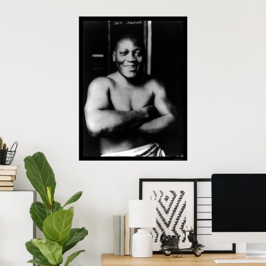 Jack Johnson Boxing 1915 Poster (Thuiskantoor)