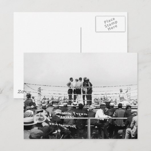 Jack Johnson vs. Fireman Jim Flynn Boxing: 1912 Briefkaart (Voorkant / Achterkant)
