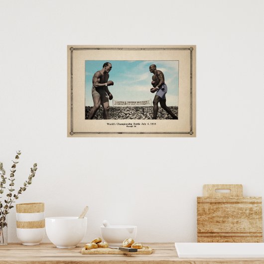 Jack Johnson vs Jim Jeffries Poster (Keuken)