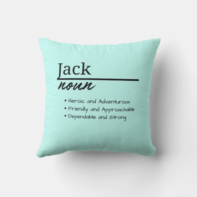 Jack, jongen gepersonaliseerde naam definitie kussen (Achterkant)
