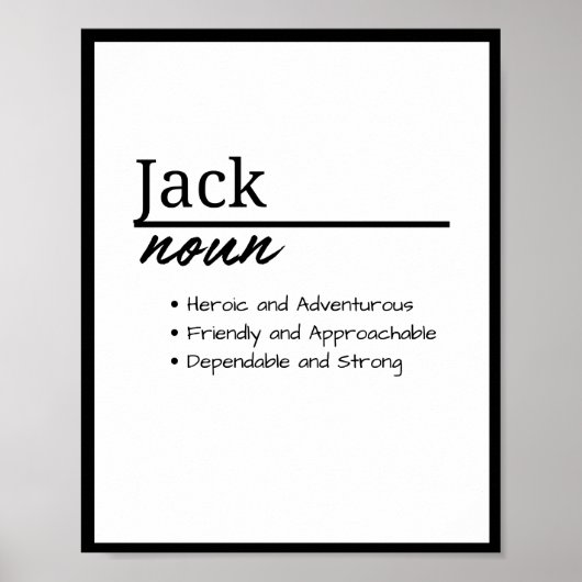 Jack, jongen gepersonaliseerde naam definitie poster (Voorkant)