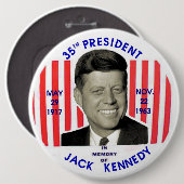 Jack Kennedy memorial pinback Ronde Button 6,0 Cm (Voorkant /achterkant)