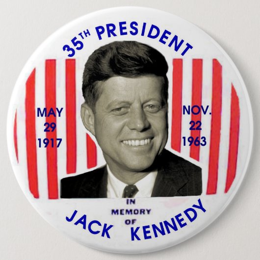 Jack Kennedy memorial pinback Ronde Button 6,0 Cm (Voorkant)