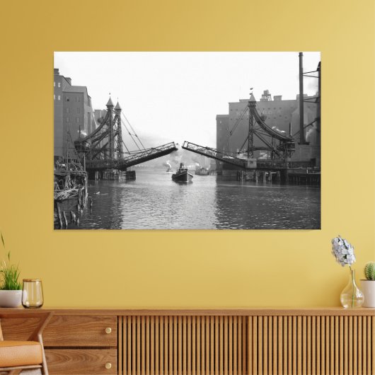 Jack Knife Draw Bridge - Buffalo NL 1899 Canvas Afdruk (Insitu (Woonkamer))
