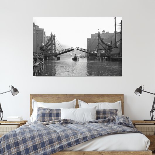 Jack Knife Draw Bridge - Buffalo NL 1899 Canvas Afdruk (Insitu (Slaapkamer))