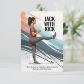Jack Met Kick Fitness Kaart Met Blauwe Rug (Staand voorkant)