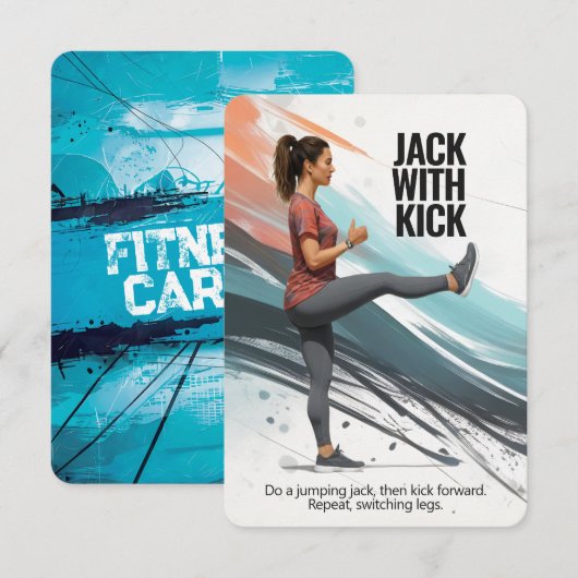 Jack Met Kick Fitness Kaart Met Blauwe Rug (Voorkant / Achterkant)