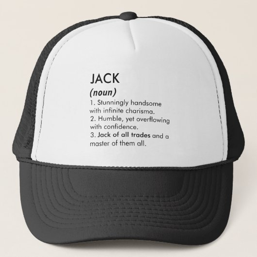 Jack naam, Bewerkbare naam, Aangepaste naam Trucker Pet (Voorkant)