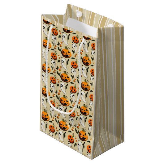 Jack-o-Ghost Geel Klein Cadeauzakje (Voorkant Gekanteld)