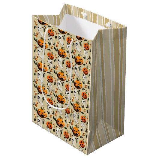 Jack-o-Ghost Geel Medium Cadeauzakje (Voorkant Gekanteld)