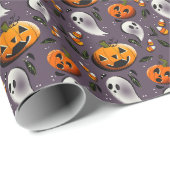 Jack-o-Ghost Paars Cadeaupapier (Rol Hoek)