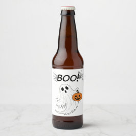 Jack-o'-lantaarn en een witte geest boek Halloween Bier Etiket