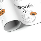 Jack-o'-lantaarn en een witte geest boek Halloween Cadeaupapier (Rol Hoek)