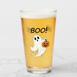 Jack-o'-lantaarn en een witte geest boek Halloween Glas