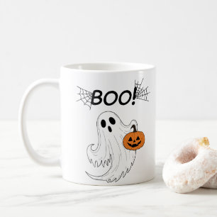 Jack-o'-lantaarn en een witte geest boek Halloween Koffiemok
