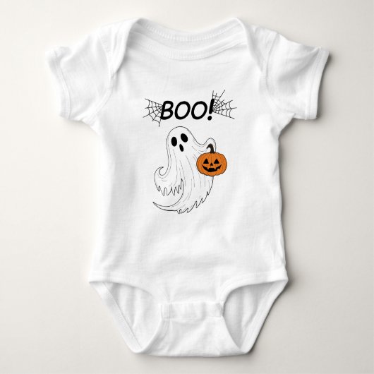 Jack-o'-lantaarn en een witte geest boek Halloween Romper (Voorkant)