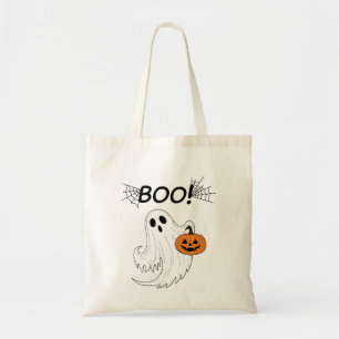 Jack-o'-lantaarn en een witte geest boek Halloween Tote Bag