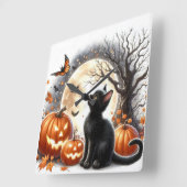 Jack O' lantaarn en zwarte kat Halloween wandklok (Hoek)