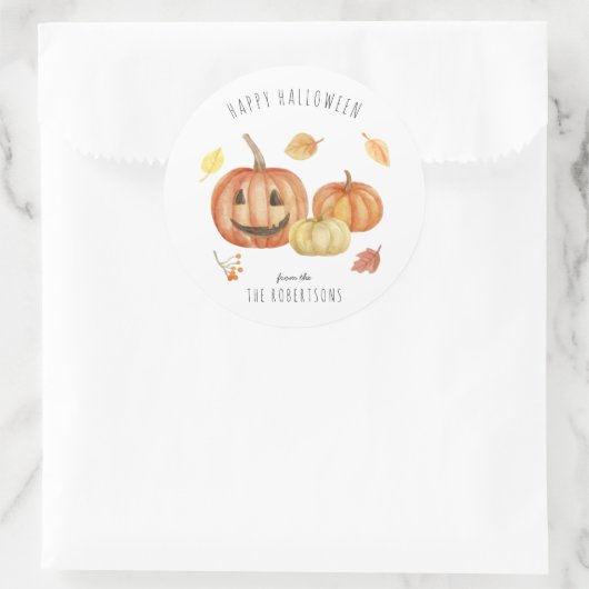 Jack-o'-lantaarn | Happy Halloween Treat Ronde Sticker (Tas)