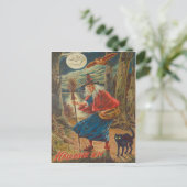 Jack O lantaarn heks zwarte kat vleermuis maan Briefkaart (Staand voorkant)