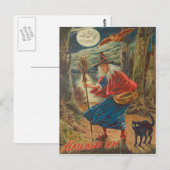 Jack O lantaarn heks zwarte kat vleermuis maan Briefkaart (Voorkant / Achterkant)