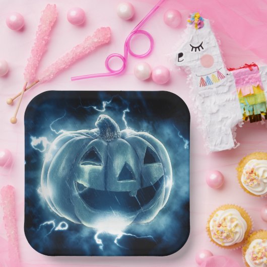 Jack-o-lantaarn in de regen papieren bordje (Feest)