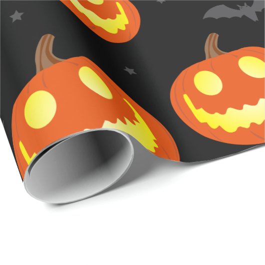 Jack O lantaarn lachende pompoenen en vleermuizen  Cadeaupapier (Rol Hoek)