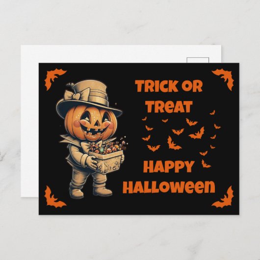 Jack o lantaarn met Snoep Briefkaart (Voorkant / Achterkant)