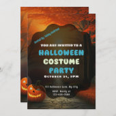 Jack-O' lantaarn op Herfst Bospad Halloween Kaart (Voorkant / Achterkant)